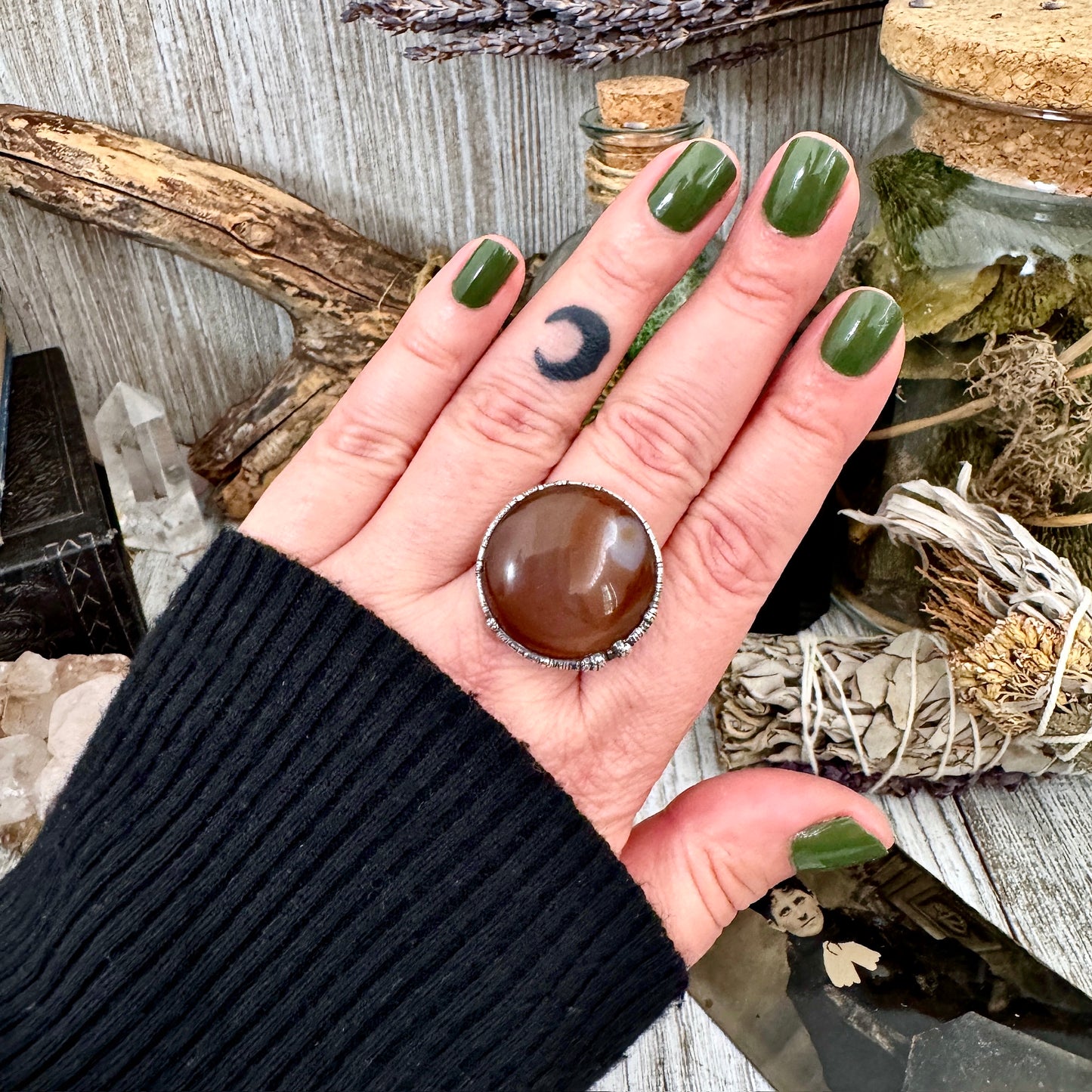 Carnelian Crystal Ring Fine Silver Size 8 / Foxlark Collection - One of a Kind