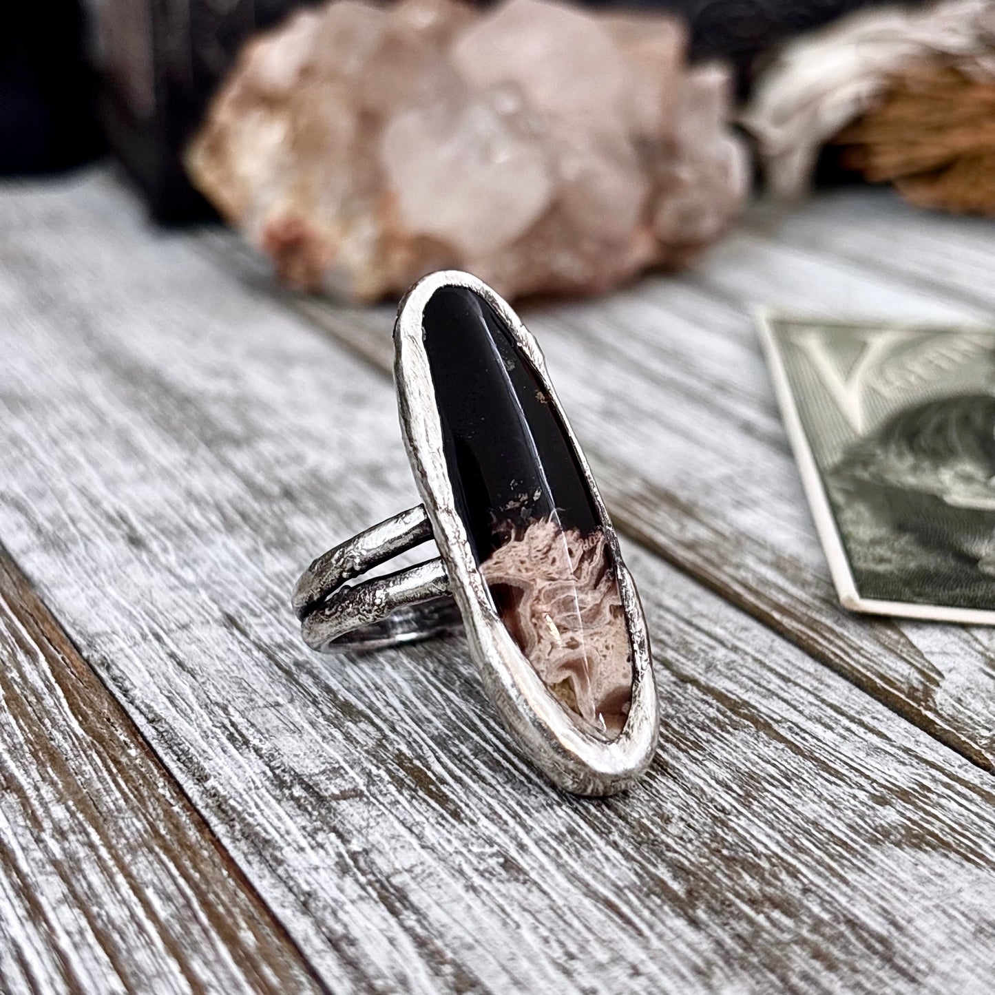 Fossilized Palm Root Ring Size 10 / Foxlark Collection - One of a Kind