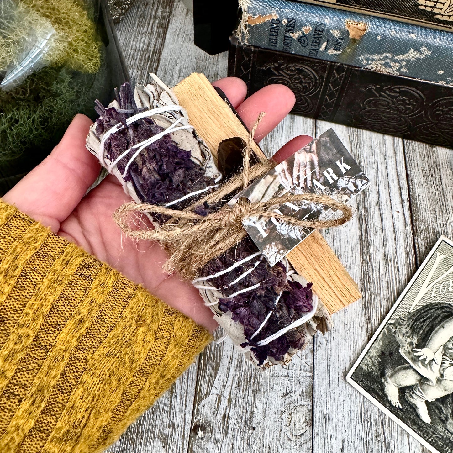 Sage Crystal Bundle with White Sage Palo Santo Smoky Quartz / Crystal and Sage Foxlark Cleansing & Protection Bundle