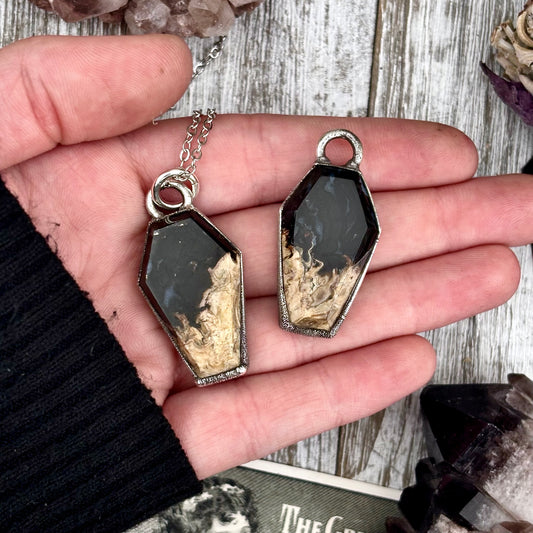 Fossilized Palm Root Coffin Necklace in Fine Silver / Foxlark Collection - One of a Kind