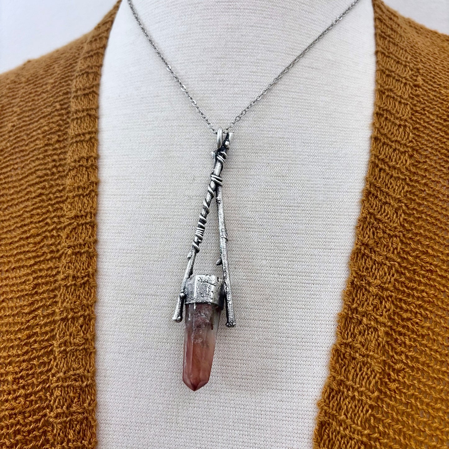 Garden Quartz Crystal Necklace in Silver /Sticks & Stones Collection