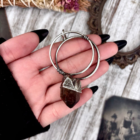 Raw Smoky Quartz Crystal Necklace in Fine Silver / Foxlark Collection - One of a Kind