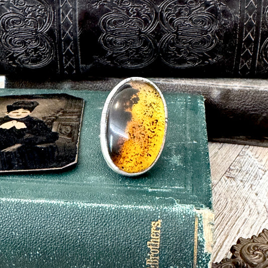 The Colossal Collection - Baltic Amber Ring Fine Silver Size 7.5 / One of a Kind