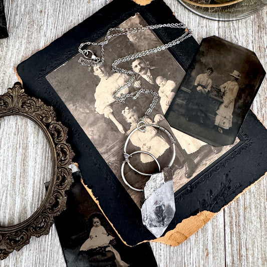 The Colossal Collection - Raw Aqua Aura Quartz Crystal Necklace in Fine Silver / One of a Kind