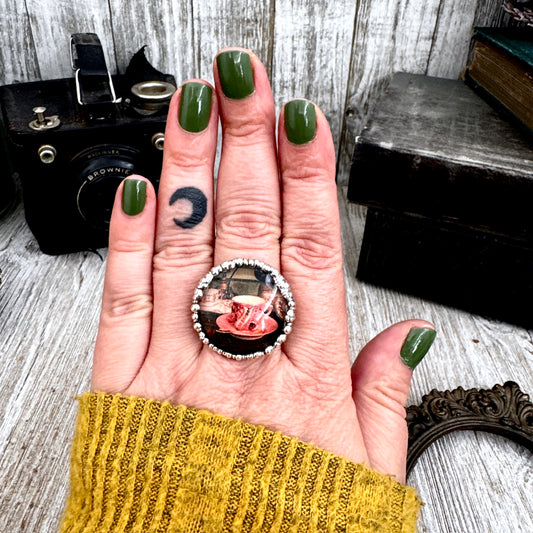 Road To Nowhere - Vintage Shop Tea Cup Ring Fine Silver Size 9 / One of a Kind