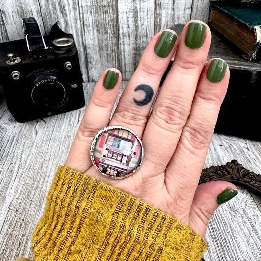 Road To Nowhere - Vintage Slot Machine Ring Fine Silver Size 7 / One of a Kind