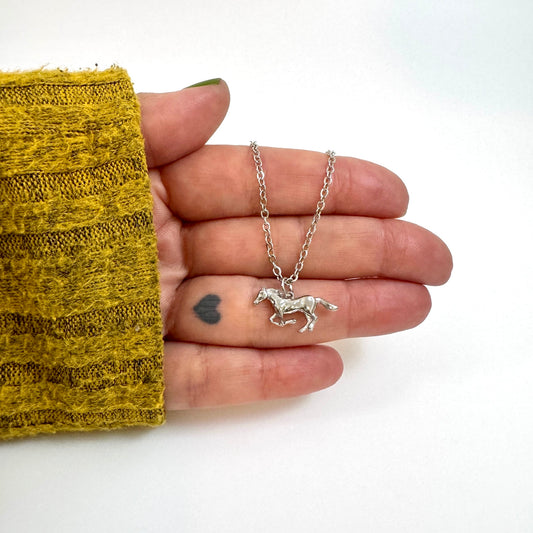 Western Horse Charm stainless steel pendant necklace from the Lucky Charm Bar at Foxlark