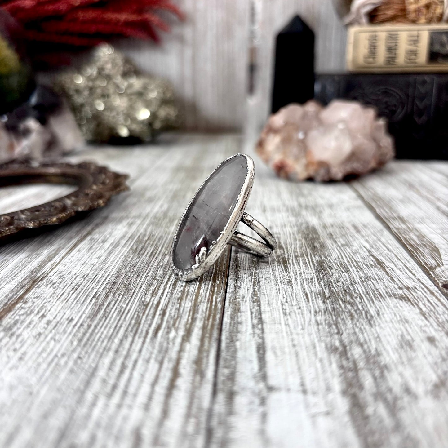 Rutilated Quartz Crystal Ring Fine Silver Size 6 / Foxlark Collection - One of a Kind