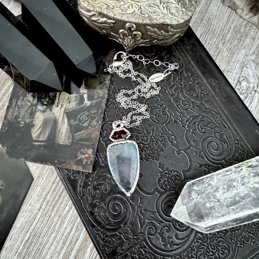 Multi Stone Labradorite Garnet Crystal Necklace Fine Silver / Foxlark Collection