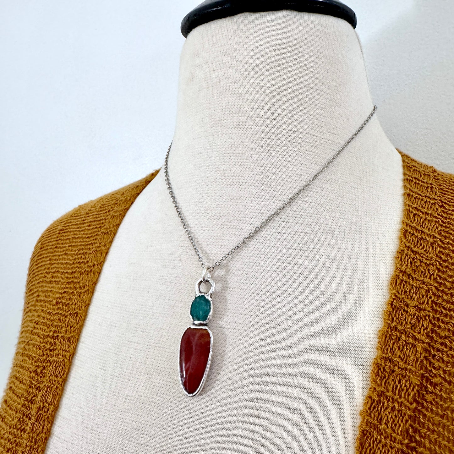 Multi Stone Amazonite Mookaite Crystal Necklace Fine Silver / Foxlark Collection