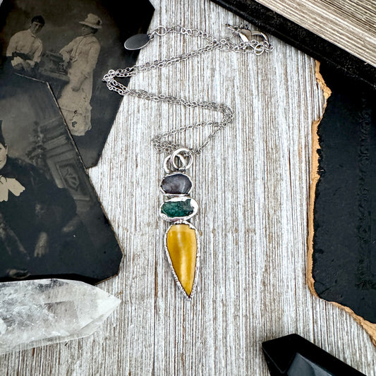 Multi Stone Star Ruby Turquoise Mookaite Crystal Necklace Fine Silver / Foxlark Collection