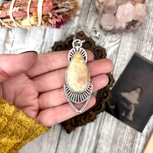 Moss & Moon Collection - Fossilized Coral Statement Necklace in Fine Silver / One of a Kind