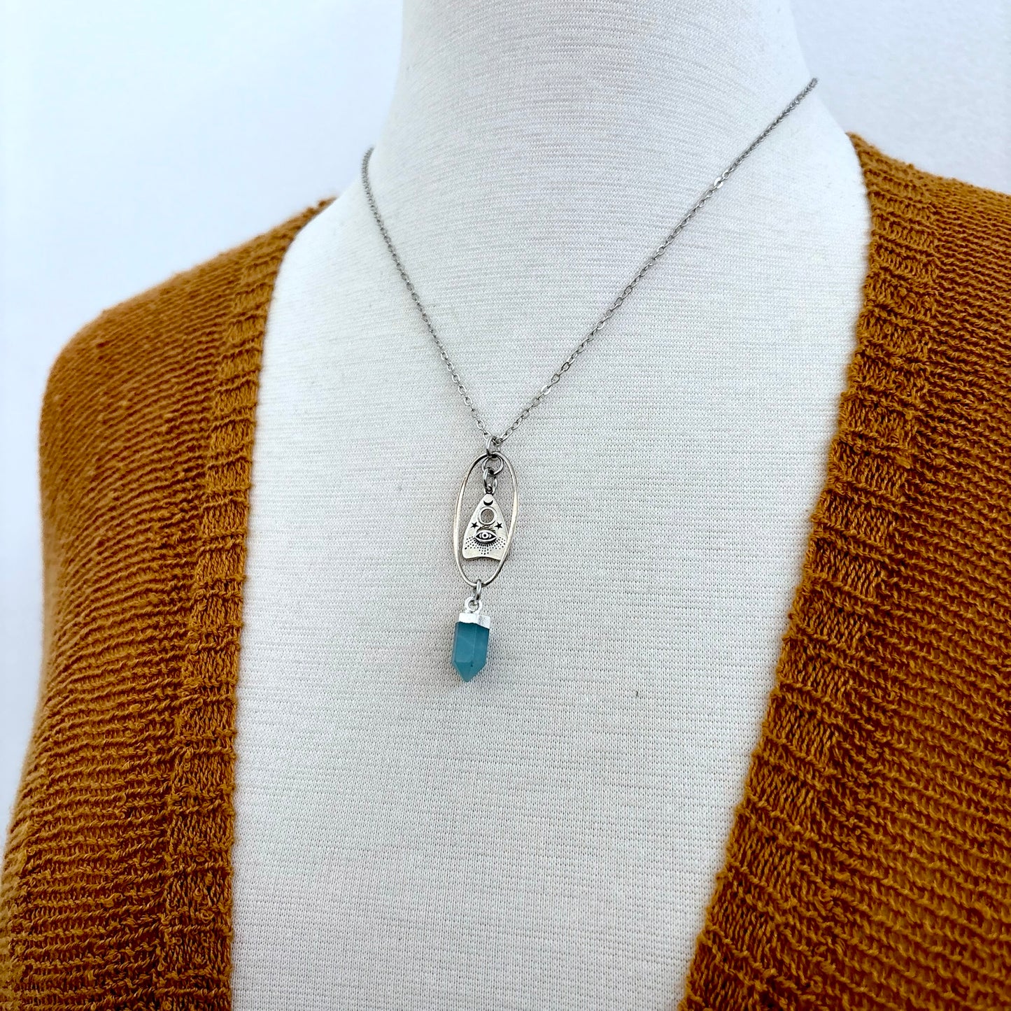 Aventurine Planchet Talisman Necklace / Talisman Collection-Sterling Silver