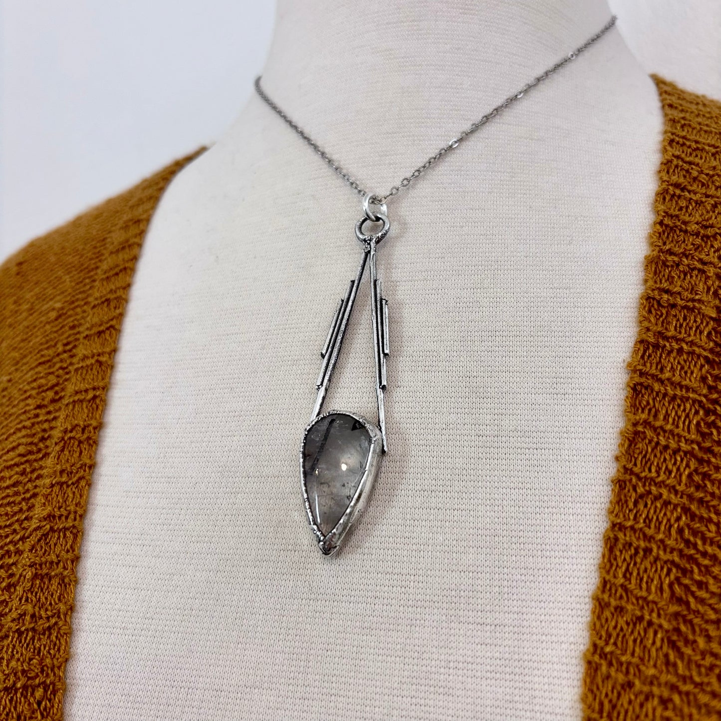 Tourmaline Quartz Crystal Necklace in Fine Silver / Foxlark Collection - One of a Kind FOXLARK