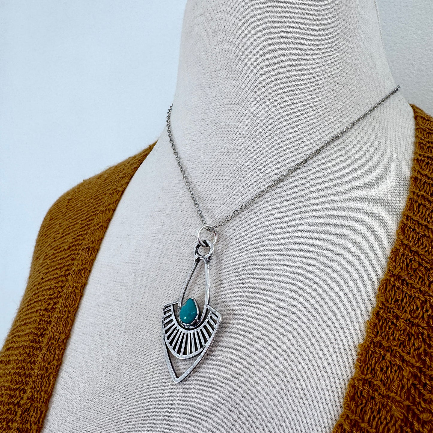 Tibetan Turquoise Necklace in Fine Silver / Foxlark Collection - One of a Kind