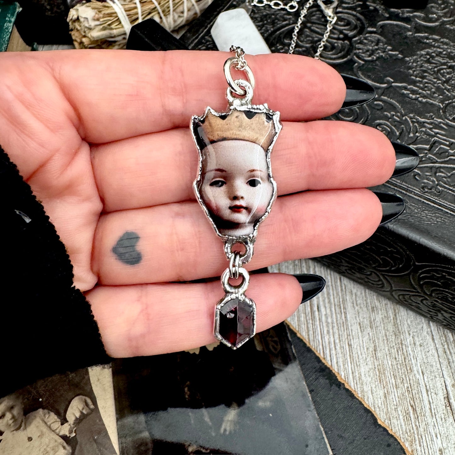 The Weirdlings - Fine Silver Necklace with Garnet / One of a Kind