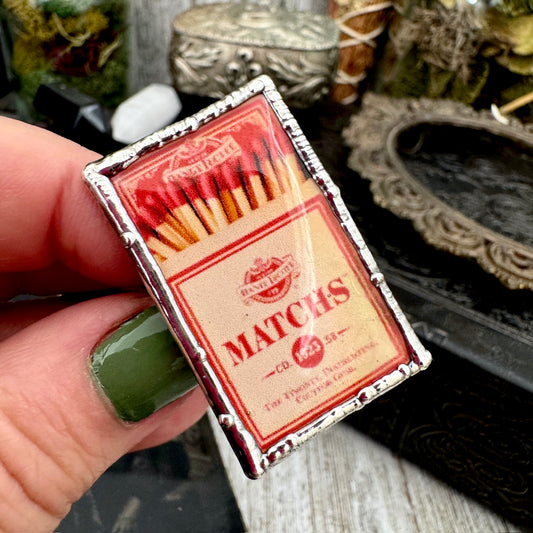 Vintage Matchbox- Fine Silver Ring Size 10 The Paper Projects Collection / One of a Kind