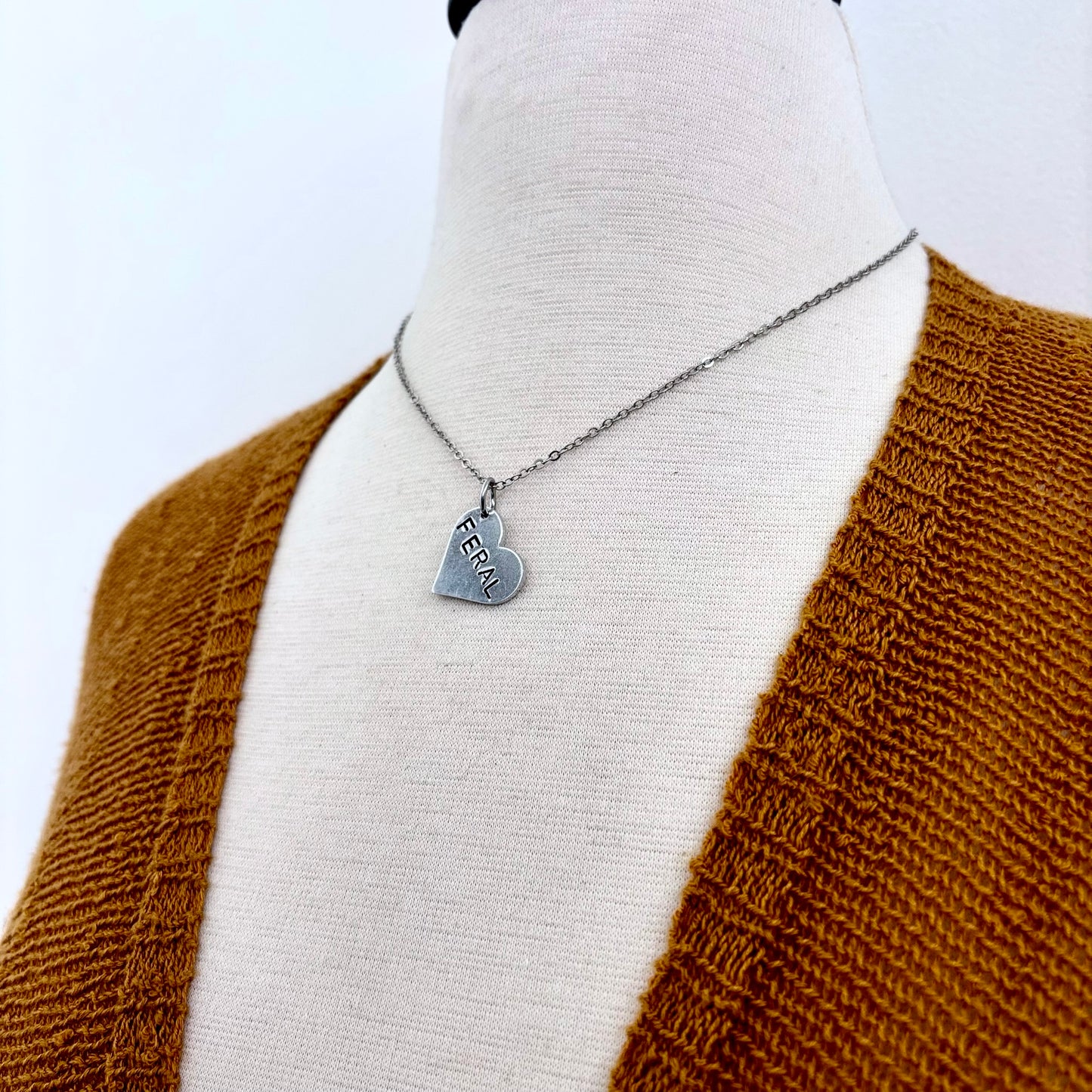 Hand Stamped Heart Necklace