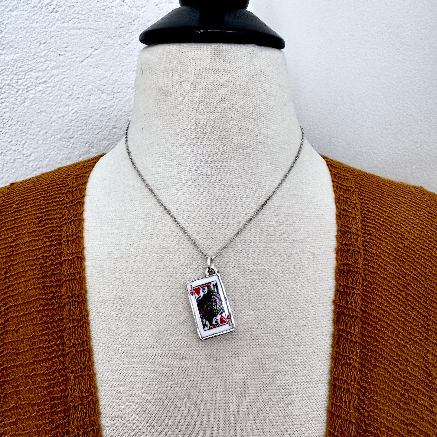 Playing Games - King Of Hearts Playing Card Necklace Fine Silver - One of a Kind