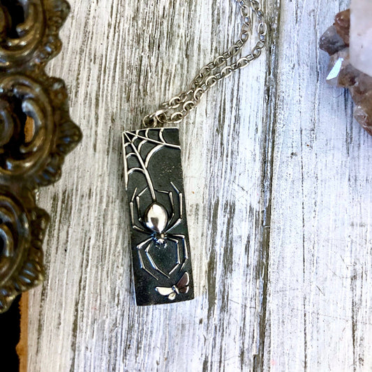 Tiny Talisman Collection - Sterling Silver Spider Necklace Pendant 32mm /