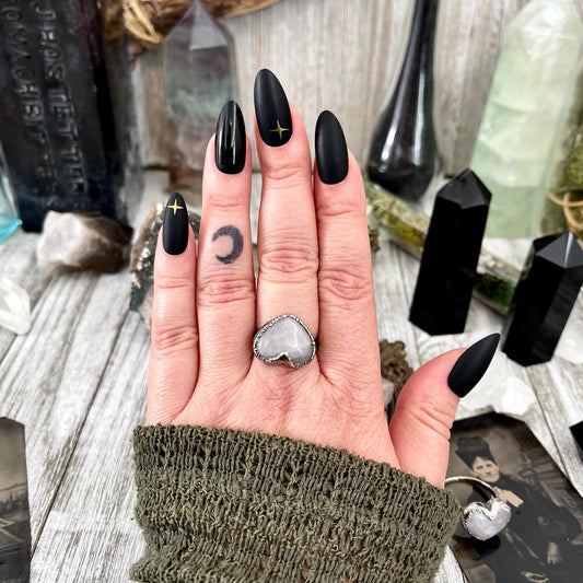 Rose Quartz Heart Ring Silver Size 6 7 8 9 10 / Foxlark Collection