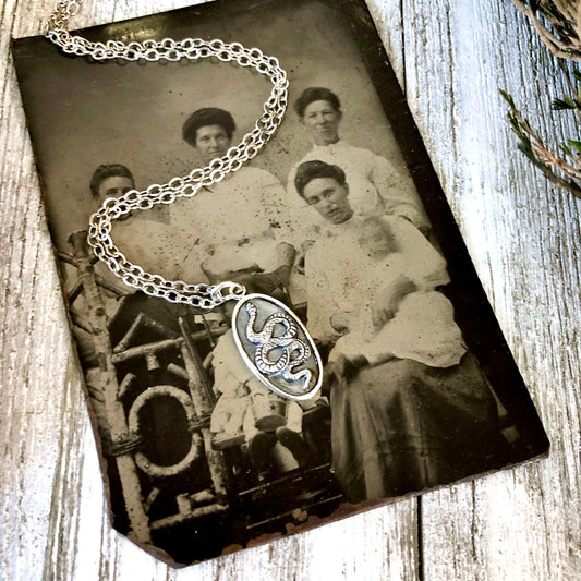 Tiny Taliman Collection - Sterling Silver Snake Pendant 18x10mm /.