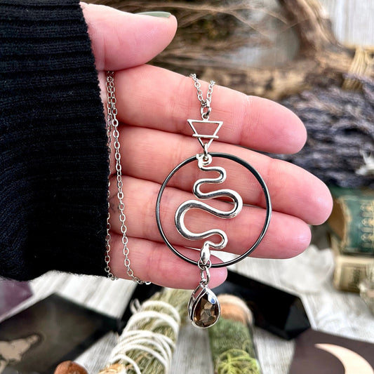 925 Sterling Silver, Amulet Charm, boho jewelry, Etsy ID: 1654926387, Gothic Jewelry, Infinity Necklace, Jewelry, Necklaces, Pendants, smokey quartz, Snake Necklace, Snake Pendant, Sterling Silver, Talisman Necklace, TINY TALISMANS, Witch Jewelry, Witch n