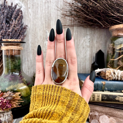 Fancy Moss Agate Crystal Ring Fine Silver Size 8 / Foxlark Collection - One of a Kind