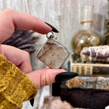 Rutilated Quartz Crystal Necklace in Fine Silver / Foxlark Collection - One of a Kind