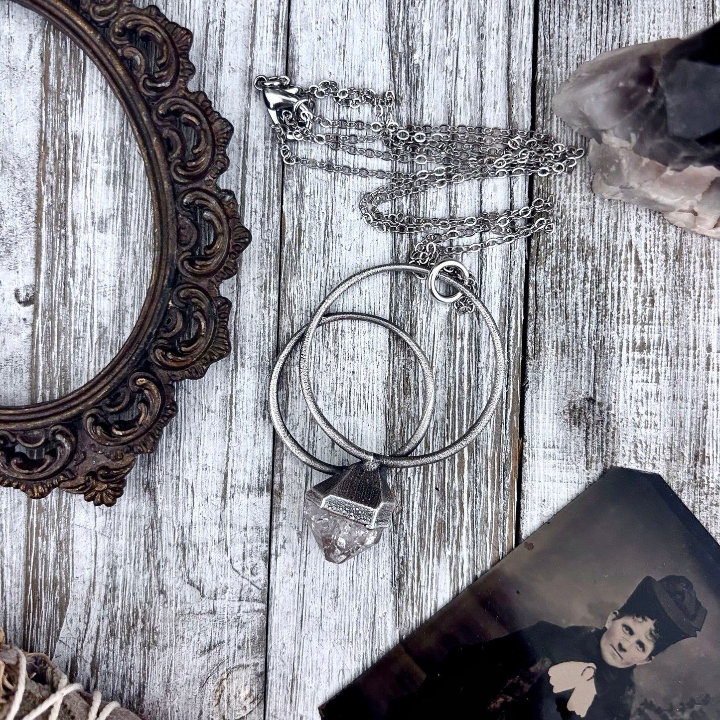 Herkimer Diamond Crystal  Necklace in Fine Silver / Foxlark Collection - One of a Kind