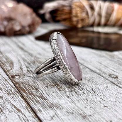 Rose Quartz Ring Fine Silver Stone Ring Size 8 / Foxlark Collection- One of a Kind