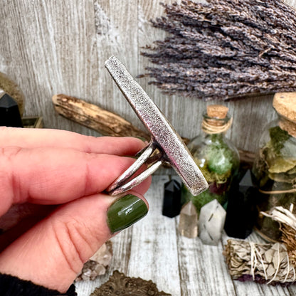 Big Fossilized Coral Crystal Ring Fine Silver Size 9.5 / Foxlark Collection - One of a Kind