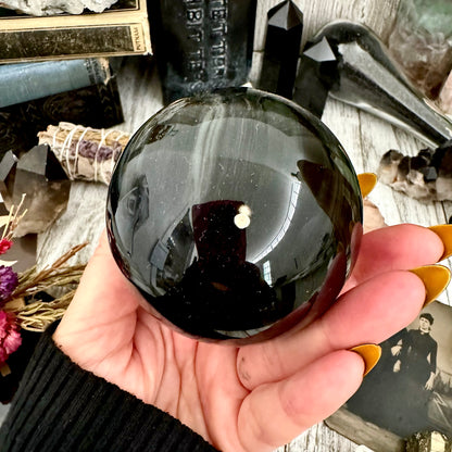 Large Black / Sheen Obsidian Crystal Ball / Foxlark Collection