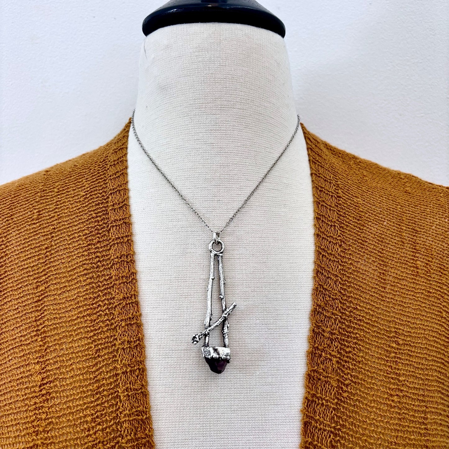 Raw Amethyst Crystal Necklace in Silver / Sticks & Stones Collection