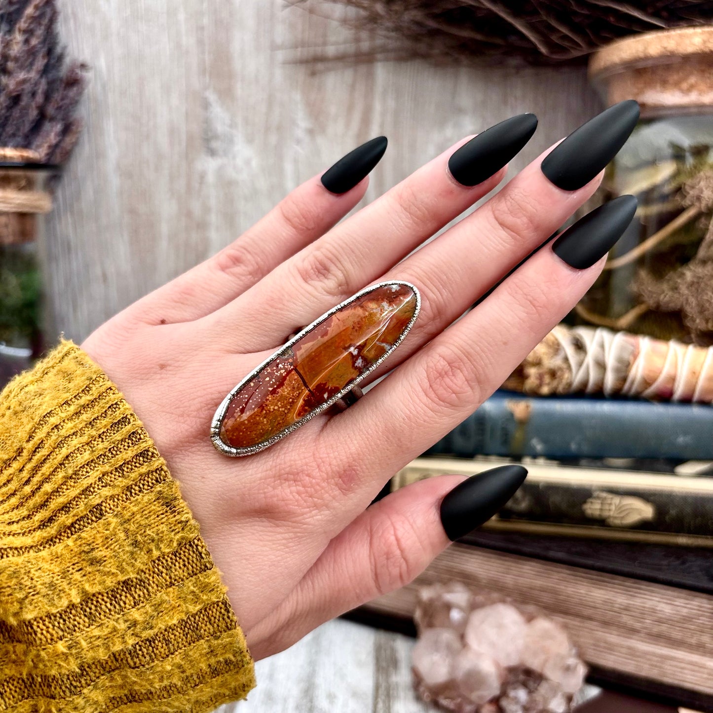 Brenda Jasper Crystal Ring Fine Silver Size 9 / Foxlark Collection - One of a Kind