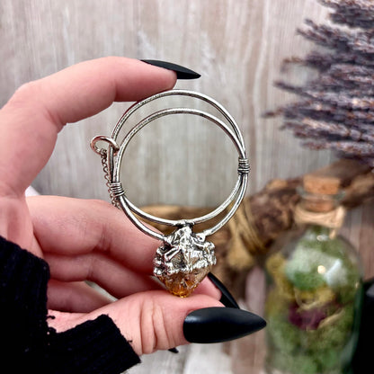 Big Raw Citrine Necklace in Fine Silver / Foxlark Collection - One of a Kind