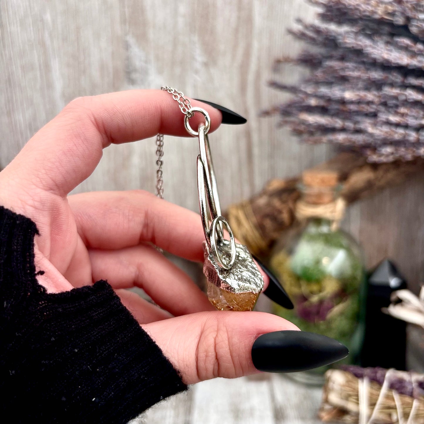 Big Raw Citrine Necklace in Fine Silver / Foxlark Collection - One of a Kind