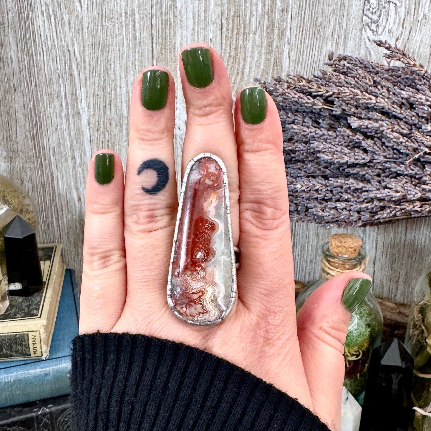 Crazy Lace Agate Crystal Ring Fine Silver Size 9 / Foxlark Collection - One of a Kind