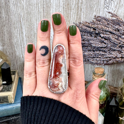 Crazy Lace Agate Crystal Ring Fine Silver Size 9 / Foxlark Collection - One of a Kind