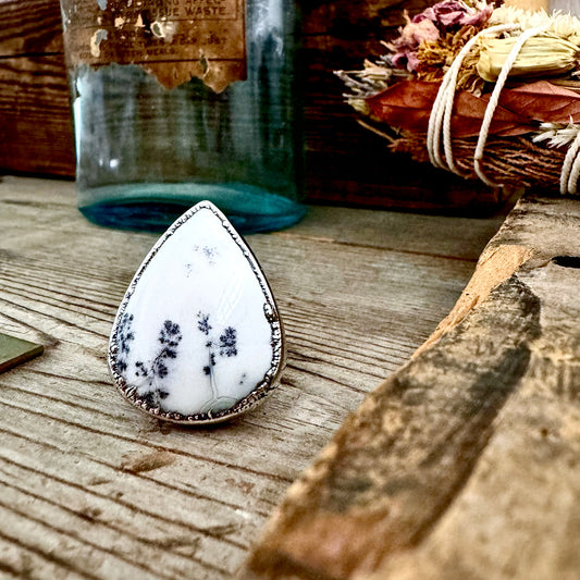 Dendritic Agate Ring Silver Size 7.5 / Foxlark Collection