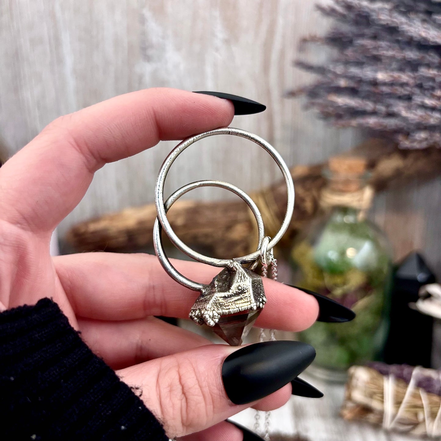 Herkimer Diamond Crystal  Necklace in Fine Silver / Foxlark Collection - One of a Kind