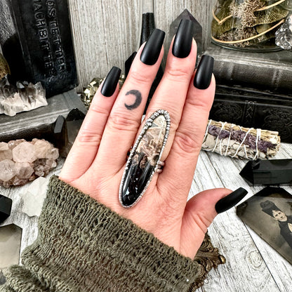 Fossilized Palm Root Ring Size 9 Black Fossilized Wood / Foxlark Crystal Jewelry Collection