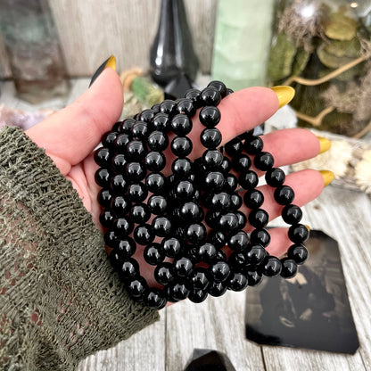 Black Obsidian Crystal Beaded Stretch Bracelet