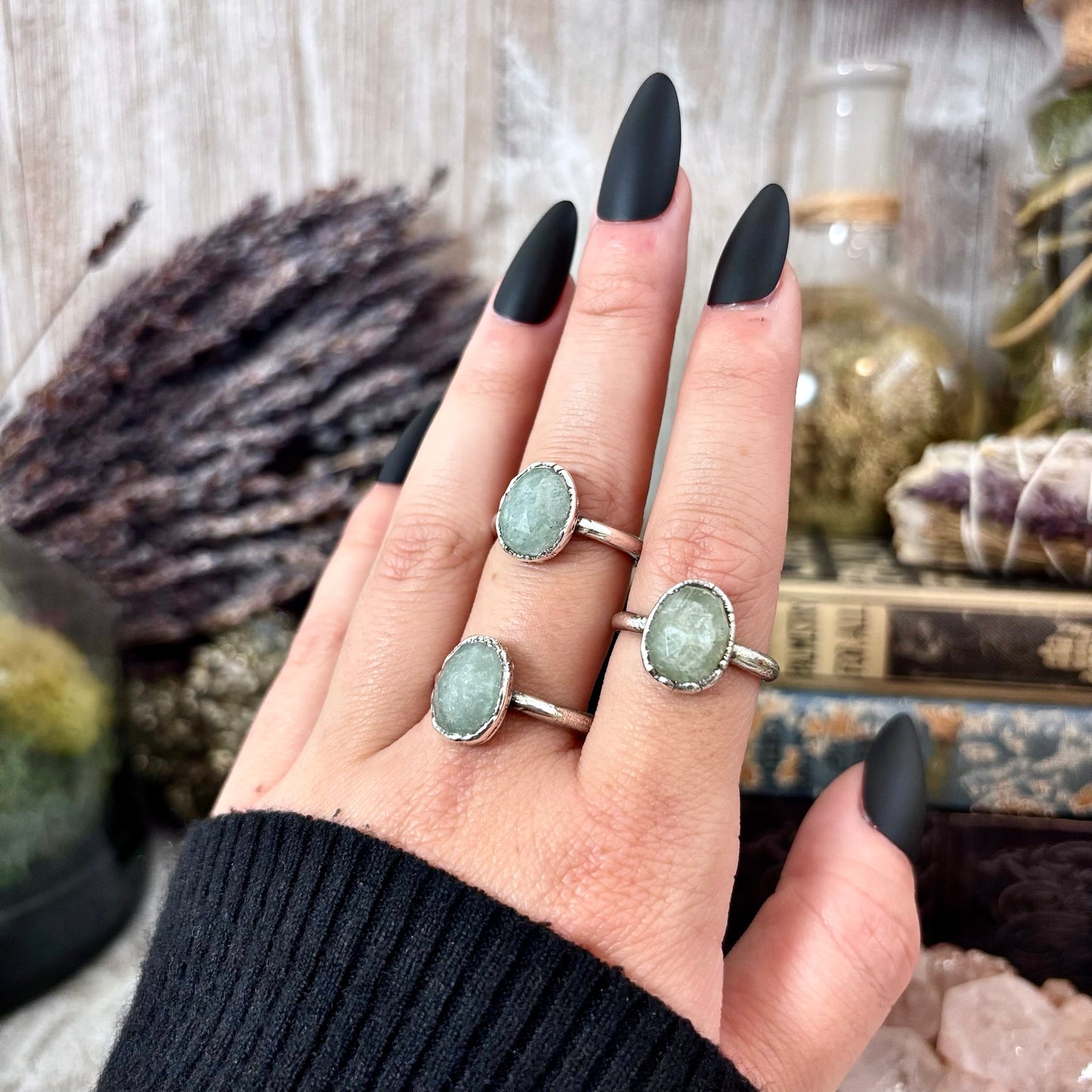 Aquamarine Ring Fine Silver Small Faceted Stone Ring Size 5 6 7 8 9 10 11 / Foxlark Collection