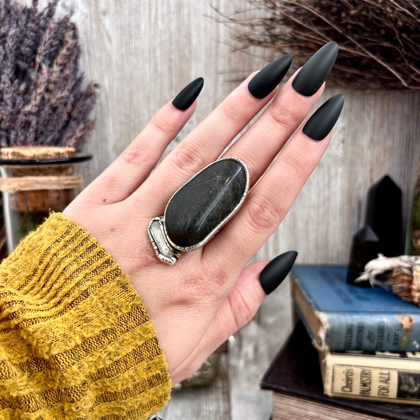 River Rock Clear Quartz Crystal Ring Fine Silver Size 7.5 / Foxlark Collection - One of a Kind