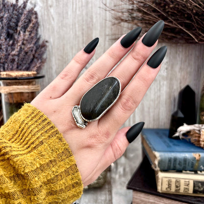 River Rock Clear Quartz Crystal Ring Fine Silver Size 7.5 / Foxlark Collection - One of a Kind