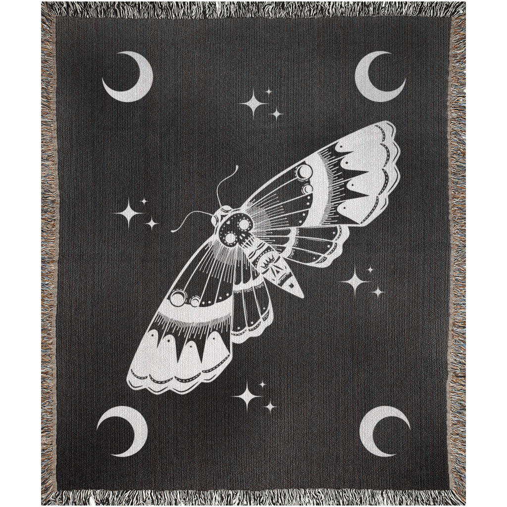 Moth and Moon - Woven Blanket.