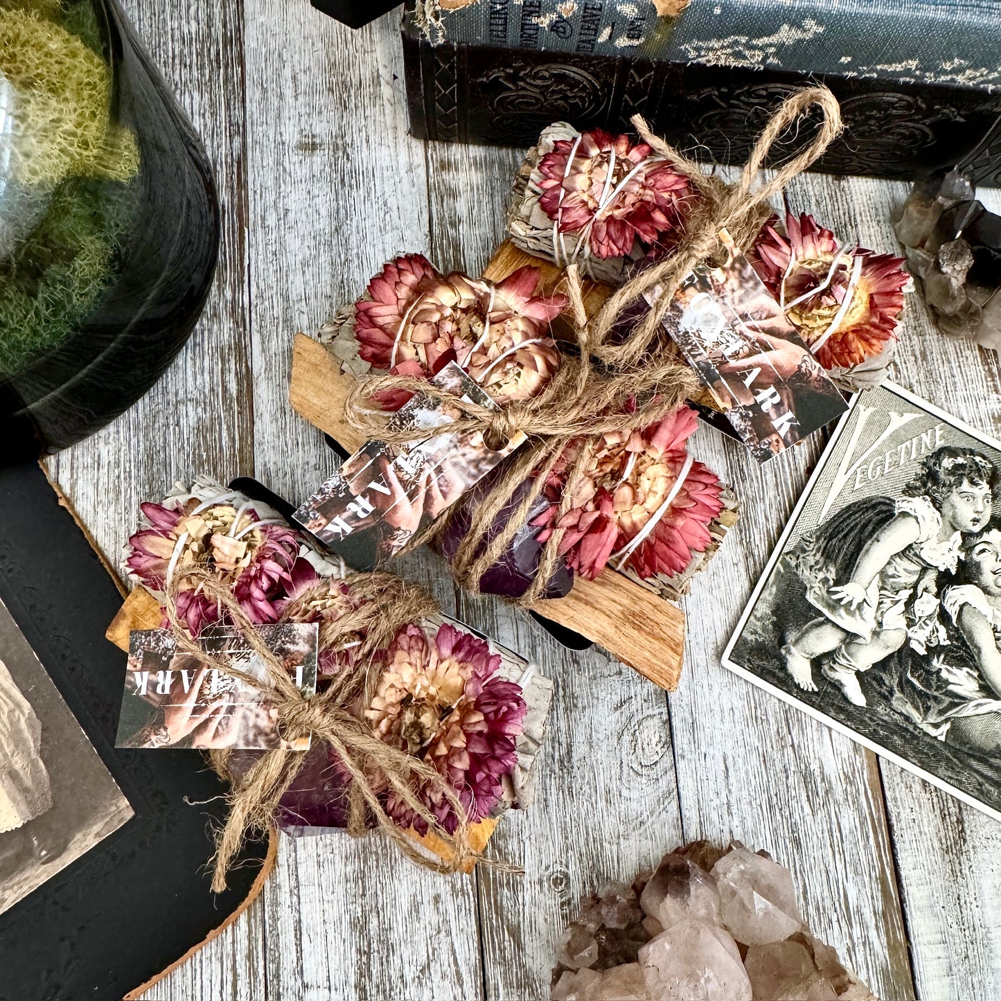 Sage Crystal Bundle with White Sage Palo Santo Amethyst / Foxlark Calming & Stress Relief Bundle