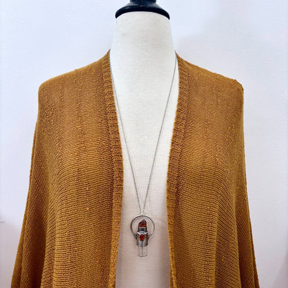 Garden Quartz and Carnelian Crystal Necklace / Silver Rollerball Necklace