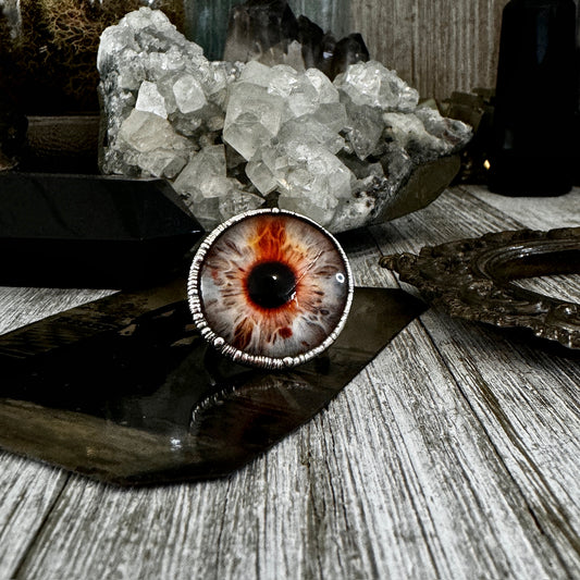 Glass Eye Ring Silver Size 7 8 9 10 / Foxlark Collection